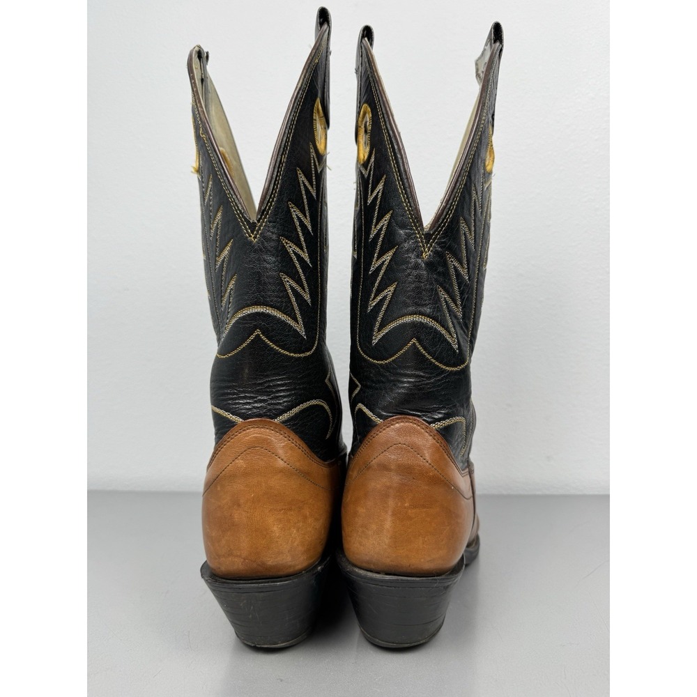 Vintage Olathe Cowboy Boots Mens 11 B Brown Black Leather Western Rodeo USA 70s - Picture 5 of 14